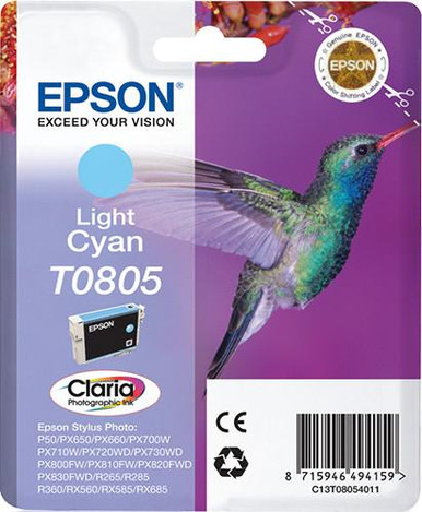 Epson Hummingbird Singlepack Light Cyan T0805 Claria Photographic Ink Ink Cartridge - Epson Stylus Photo Series Ink Cartridges - Epson Stylus Photo P50 Ink Cartridges