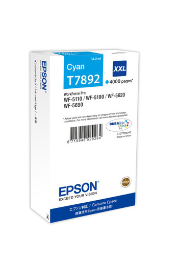Epson Ink Cartridge XXL Cyan - Epson WorkForce Pro Series Ink Cartridges - Epson WorkForce Pro WF-5620DWF Ink Cartridges