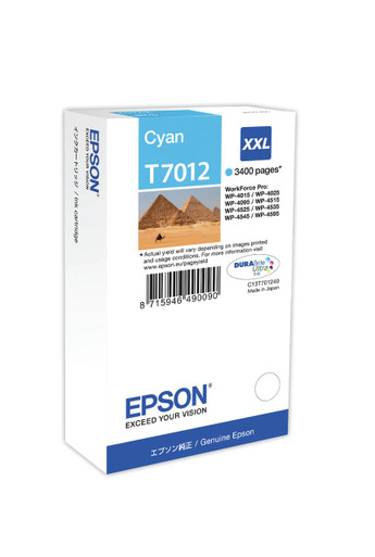 Epson Ink Cartridge XXL Cyan 3.4k - Epson WorkForce Pro Series Ink Cartridges - Epson WorkForce Pro 4015DN Ink Cartridges