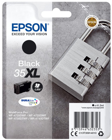 Epson Padlock Singlepack Black 35XL DURABrite Ultra Ink - Epson WorkForce Pro Series Ink Cartridges - Epson WorkForce Pro WF-4740DTWF Ink Cartridges