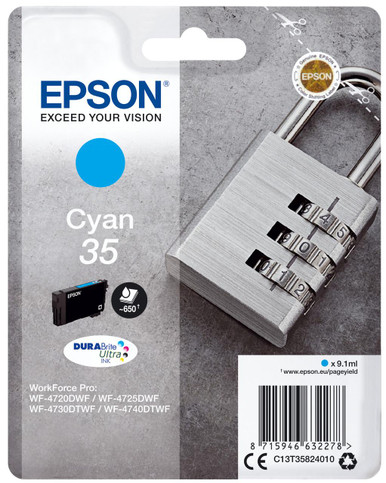 Epson Padlock Singlepack Cyan 35 DURABrite Ultra Ink - Epson WorkForce Pro Series Ink Cartridges - Epson WorkForce Pro WF-4740DTWF Ink Cartridges