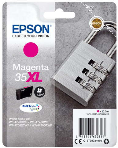 Epson Padlock Singlepack Magenta 35XL DURABrite Ultra Ink - Epson WorkForce Pro Series Ink Cartridges - Epson WorkForce Pro WF-4740DTWF Ink Cartridges