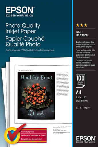 Epson Photo Quality Inkjet Paper - A4 - 100 Sheets - A4 - 100 Sheets