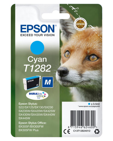 Epson T1282 Fox Cyan Standard Capacity Ink Cartridge 3.5ml - C13T12824012