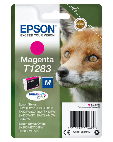 Epson T1283 Fox Magenta Standard Capacity Ink Cartridge 3.5ml - C13T12834012