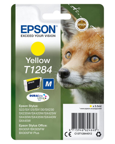 Epson T1284 Fox Yellow Standard Capacity Ink Cartridge 3.5ml - C13T12844012