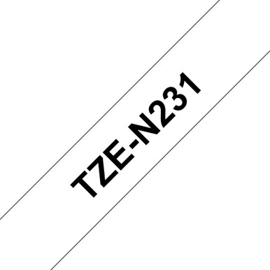 BROTHER TZEN231 BLACK ON WHITE 12MM NON LAMINATED - Paper & Labels - non-laminated