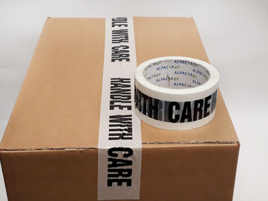 HANDLE WITH CARE Tape 48mm 66m BK/Wh - Printed Tape - Warning