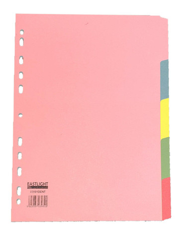 Subject Divider A4 5 Part Pastel - Document Organization - Office Supplies