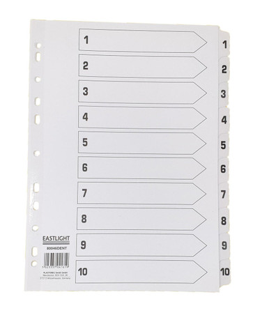Index White Clear Tabs 1-10 - Document Management - Office Supplies