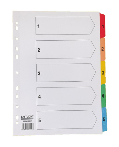 Index White Multicolour Tabs 1-5 - Document Management - Office Supplies