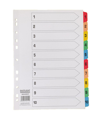 Index White Multicolour Tabs 1-10 - Document Management - Office Supplies