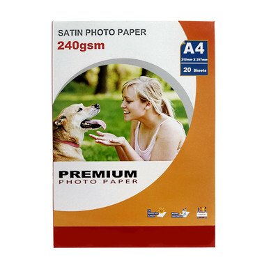 Premium Photo Paper Satin 240gsm A4 x20 - Photo Printing - Water Resistant