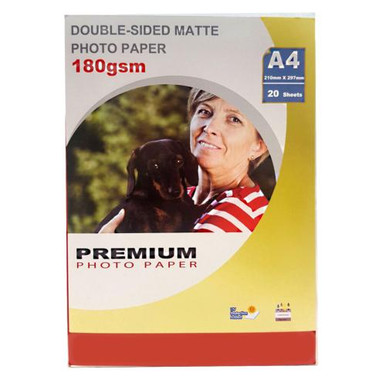 Premium Photo Paper Double Sided Matte 180gsm A4 x20 - Double Sided - Instant Dry
