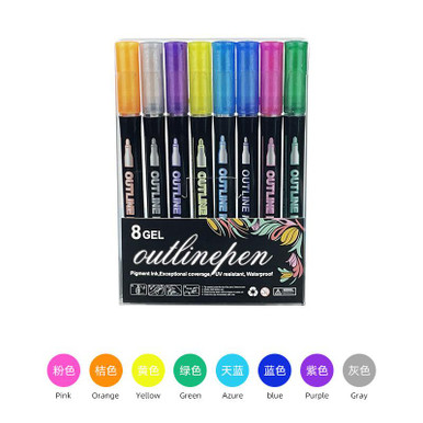 Gel Outline Marker Pens Glitter Pack Office Supplies
