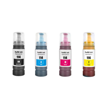 Compatible Epson 114 4 Colour EcoTank Ink Bottle Multipack (4 x 70ml) - Epson EcoTank Series Ink Cartridges -
