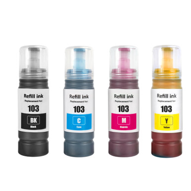 Compatible Epson 103 4 Colour Ink Bottle Multipack - Epson EcoTank Series Ink Cartridges - Epson EcoTank L1110 Ink Cartridges
