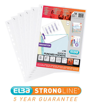 Cw Office Oxfd Quick In Punch Pockets PK100 - Document Protectors - Polypropylene Pockets