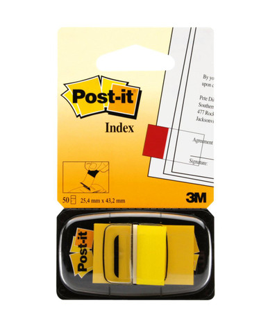 Post-it Index Flags 25mm 50 Tabs YL PK12 - Index Flags - Repositionable Flags