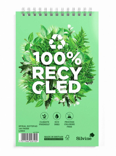 Silvine Recycld Reporter SH NBk 8x5 PK3 - Notebooks - Recycled Notebooks