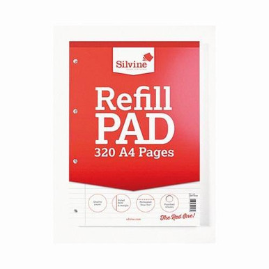 Silvine Refill Pad A4 320P Ruled RD PK3 - Refill Pads - A4 Paper
