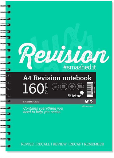 Silvine Revision Notebook A4 Green PK5 - Revision Notebooks - Twinwire Notebooks