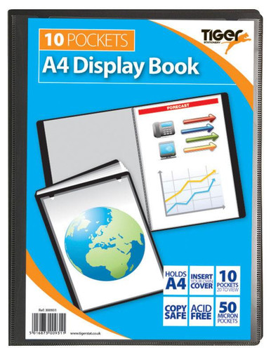 Tiger A4 Pres Display Book Black 10pkt - -