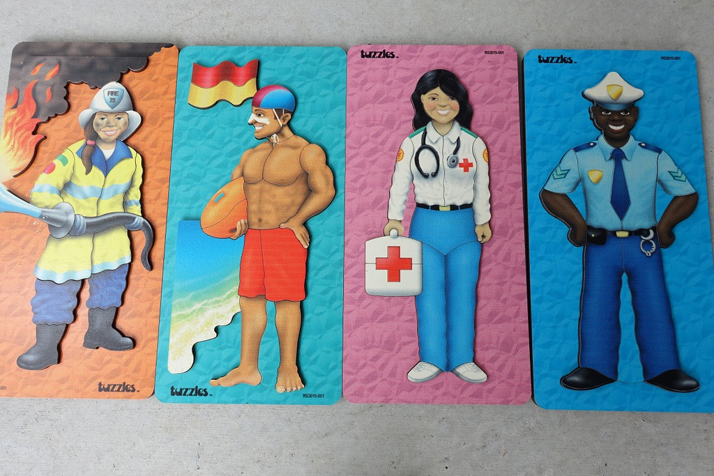 Essential Services Raised Puzzles, set of 4, 14-15 pieces