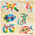 Cave animal paintings wooden knob puzzle  6 pieces