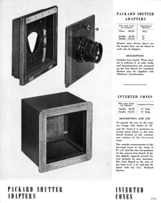 Deardorff Precision Camera Packard Shutter Adapters