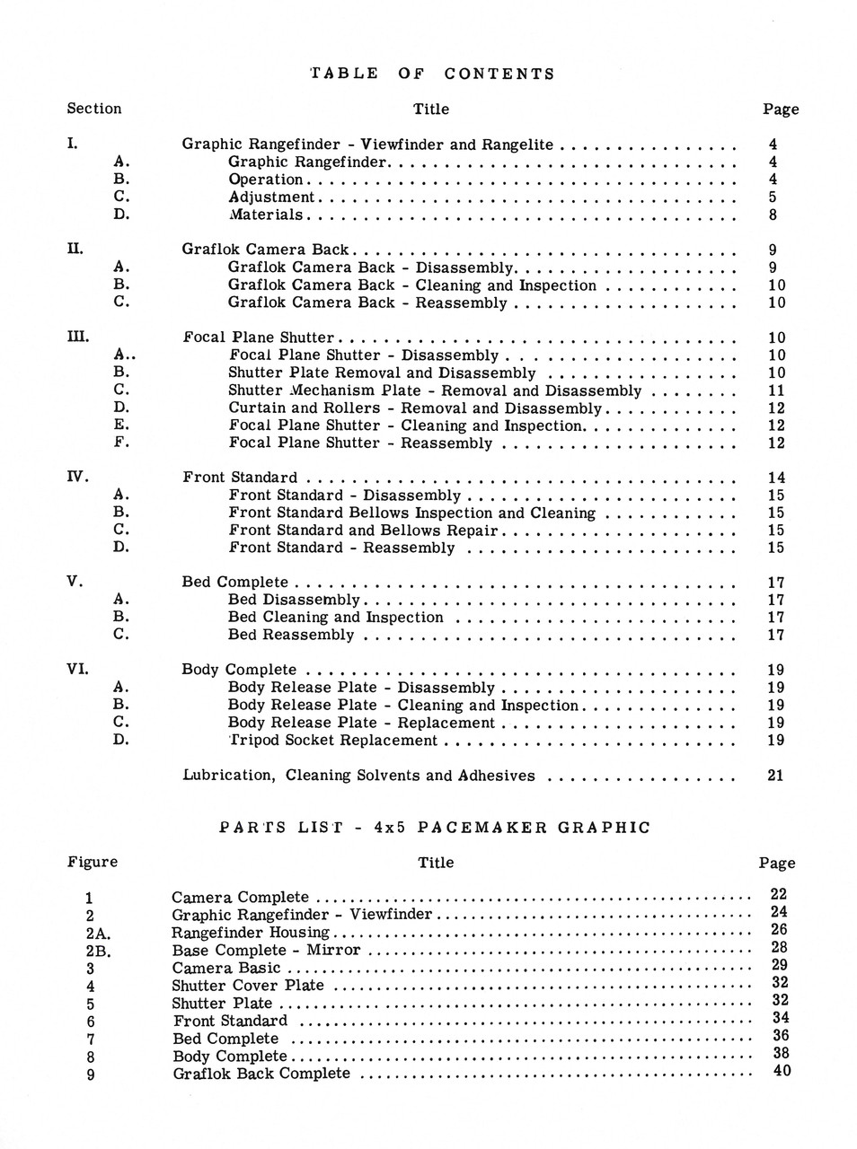 SECTION 7 - "45" Pacemaker Speed & Crown Graphic Cameras with Graphic Rangefinder- Free Download