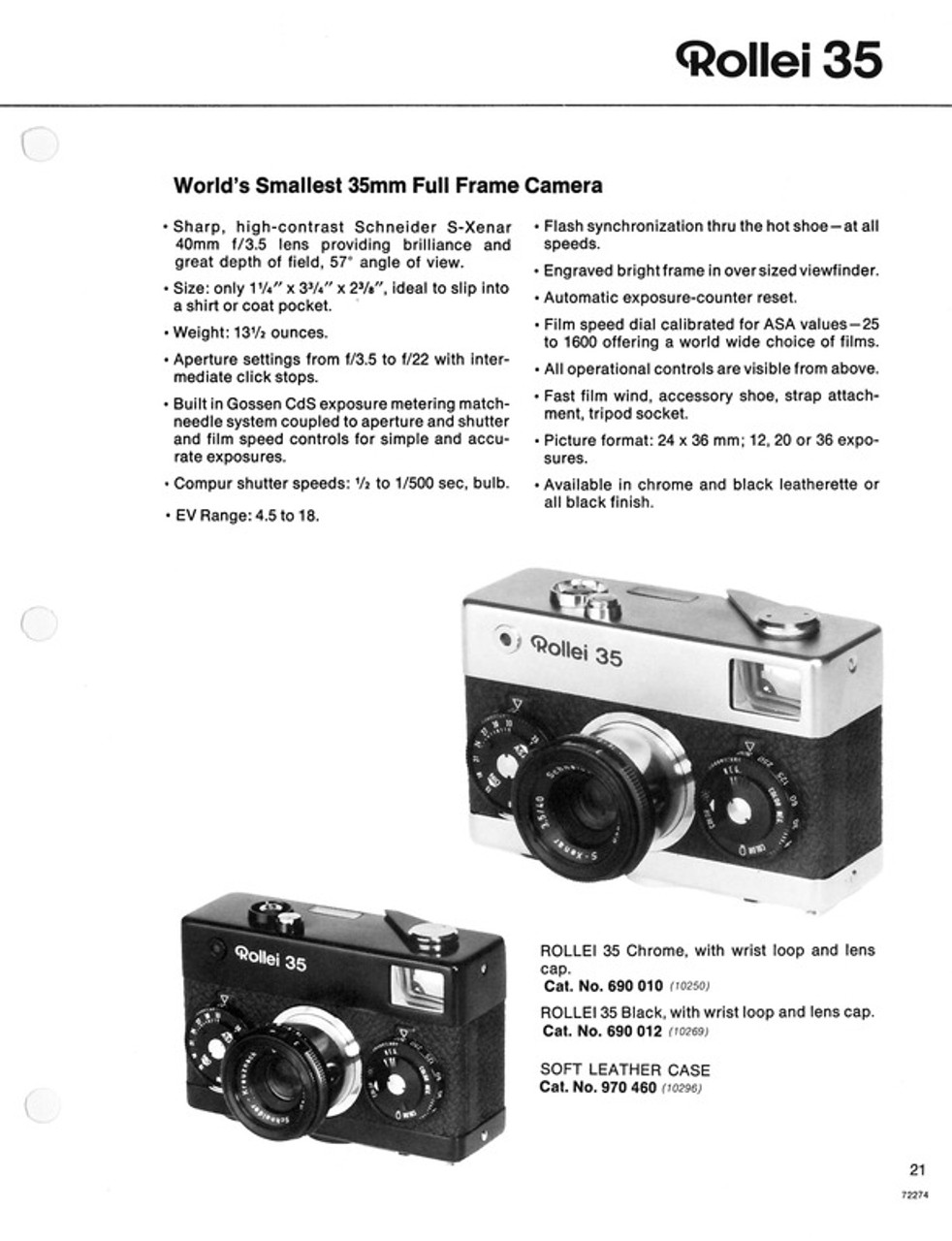 Rollei 35 - 1976 Sales Sheets - Free Download