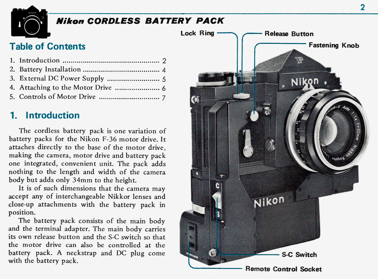 Nikon Cordless Battery Pack Instruction Manual - Free Download