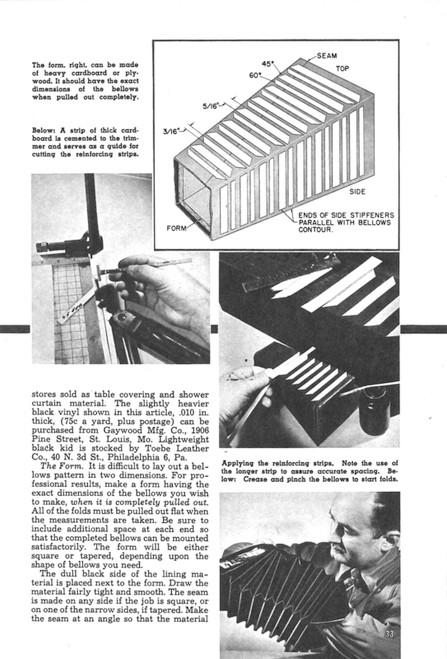 How to Make a Bellows by Kenneth Murray - Photography Handbook No. 12 - Free Download