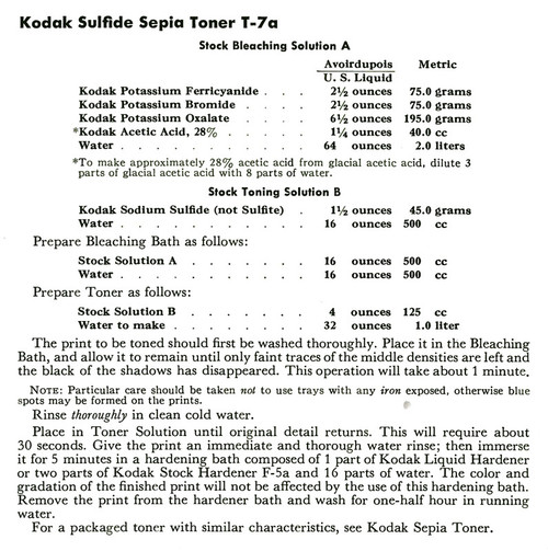 Kodak Sulfide Sepia Toner T-7a Formula - Free Download