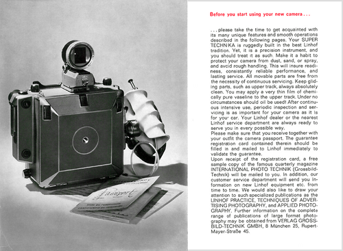 Linhof Super Technika 4x5 inch Operating Manual — PDF Download