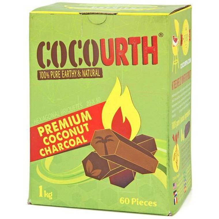CocoUrth Organic Coconut Charcoal (60 Pieces - Hexagon)