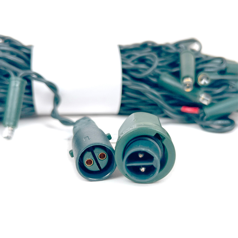 5MM Conical LED Low Voltage Light - Green Wire - 50 Bulbs - Warm