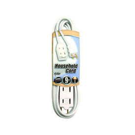 9' Indoor Extension Cord - White Wire