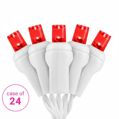 5MM Conical LED Light - White Wire - 50 Bulbs - Case of 24 - Red
