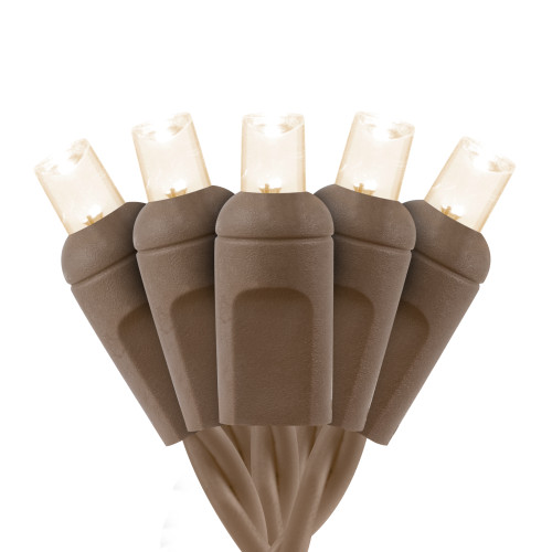 Warm White Premium Grade 5MM Conical LED Light - Brown Wire