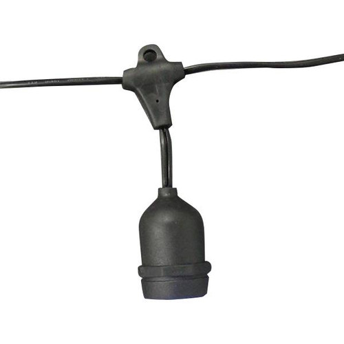 54' E26 Patio  Socket Light Spool - Black Wire - 24 Sockets - 24" Spacing