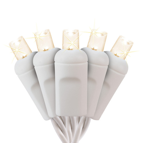 Warm White 5MM Conical LED Glisten Light - White Wire