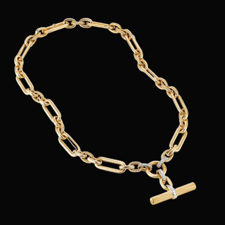 Lexington Chain Necklace in 18K Yellow Gold with Pavé Diamonds