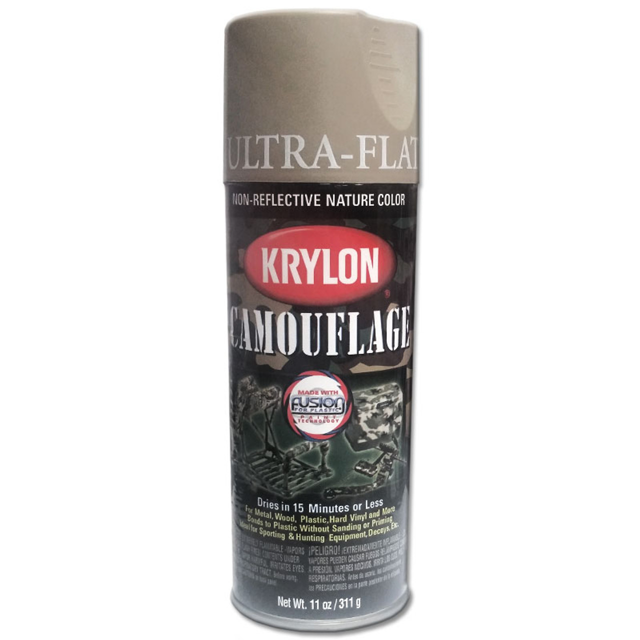 Krylon Camouflage Brown Ultra Flat 11 oz Aerosol Spray Paint Fusion Plastic