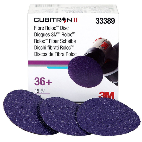 3M 33389, 3 inch 36 Grit Cubitron II Roloc Discs