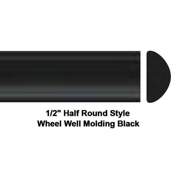 COW 37-423, 1/2 inch X 20', Half Round Style, Black, Wheel Well Molding