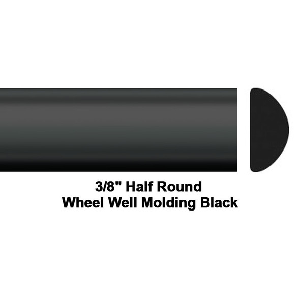 COW 37-631, 3/8 inch Half Round Style, Black, Wheel Well Molding