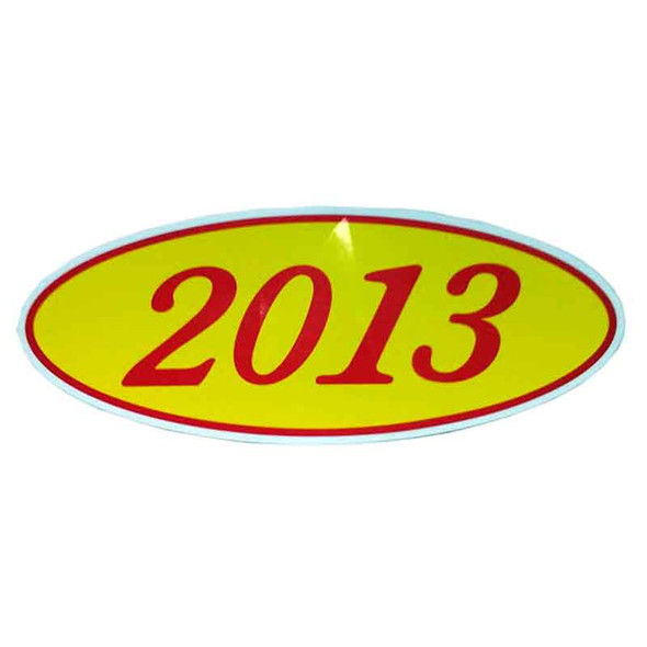 CWS OVRY-13, 2013 Yellow and Red Oval Windshield Sticker (12 pack)