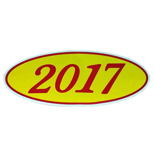 CWS OVRY-17, 2017 Yellow and Red Oval Windshield Sticker (12 pack)